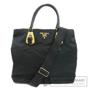 Prada Tessuto Black Tote Bag leather handle accents